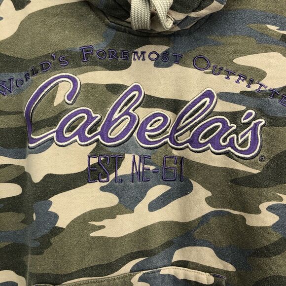 Womens Cabelas Purple Camouflage Hunting Hoodie Pullover Camo Sweatshirt Small - Picture 3 of 11